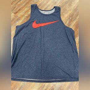 Nike navy blue tank top with orange swoosh Size XL